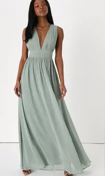 LULU’S Heavenly Hues Sage Brush Maxi Dress