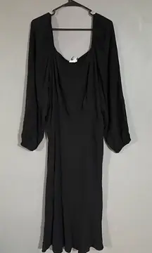 Ava & Viv Black Scoop Neck Off Shoulder 3/4 Sleeve MIDI Dress Size XXL NWT