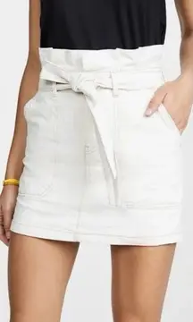 Free People High Waisted Belted White Denim Belted Skirt Size 0 XS Boho Western