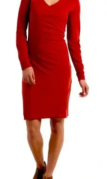 Kuhl Organic Cotton V-Neck Long Sleeve Vienna Faux Wrap Dress Dark Pink Size XL‎