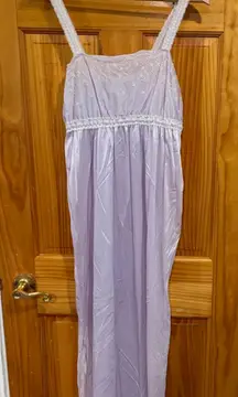 Vintage Style Lavender Nylon Lace Empire Waist Maxi Nightgown Slip Dress Small