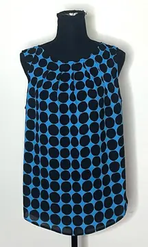Worthington- Blue and Black Polka Dot Patterned Top Size L