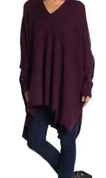 RDI Plum V-Neck Long Sleeve Knit Poncho Sweater Size Small