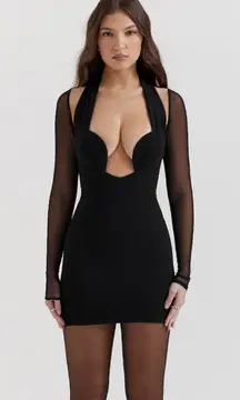 HOLLY BLACK PLUNGE MINI DRESS