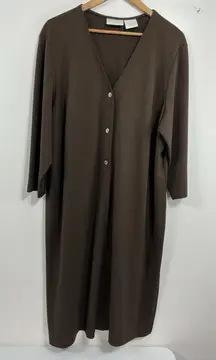 Womans Worthington Woman Cardigan Sweater 2X Brown V Neck Button Down 3/4 Sleeve