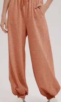 Nap Loungewear Balloon Cotton Sweatpants Sweats Coral Orange, Size Large