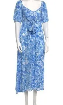 Faithfull the Brand Charlize Midi Dress in Blue Roos Tie Dye Cloudscape Size S