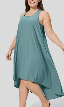 Halara Racerback Side Pocket High Low Flowy Midi Casual in Mineral Blue 2X NWT