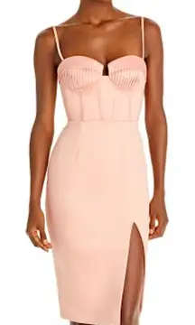 • Lavish Alice pleated corset midi dress peach size 4