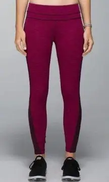 Lululemon  Run: Pace Tight Hyper Stripe Bordeaux Drama Bumble Berry Sz. 6