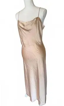 New Vince Gold Satin Slip Dress with Spaghetti Straps, Size 10