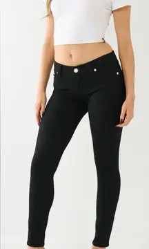 True Religion Halle Single Needle Mid Rise Super Skinny Black Jeans Size 30