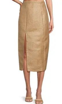 Antonio Melani The Style Bungalow Manana Raffia Midi Pencil Skirt, 12, Tan NWT‎