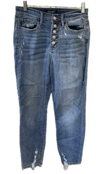 Judy Blue High Waisted Expose Button Fly Ripped Distressed Boyfriend Fit Jeans 3