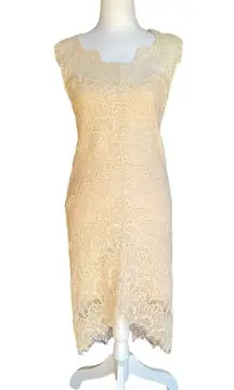 Intimately Free People Lace Classic Slip Sheath Dress Peekaboo Cream Ivory Small