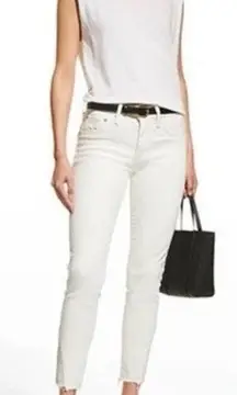 MOUSSY VINTAGE Burnside Skinny Jeans SIZE 27 White Distressed Denim Patchwork