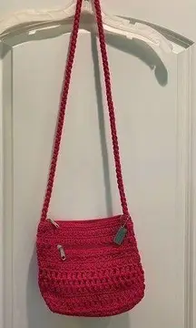 Woven Pink Crossbody Rope Bag