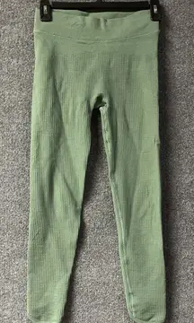 Gymshark Pause Seamless Leggings Womens Small Green Waffle Texture High Waisted