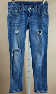 Vigoss Size 26 The Thompson Roll Cigarette Distressed Jeans Grunge Low Rise