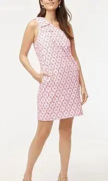 New! J. Crew Factory Eyelet one-shoulder mini dress (Sz 14) White Pink Diamond