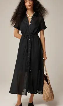 J.Crew Cerise shirt-dress in ramie Black Size 12 NWT Old Money Quiet Luxury