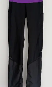 Lululemon Pants Womens 4 Black Violet Run Clear As Mud Low Rise Luxtreme Y2K