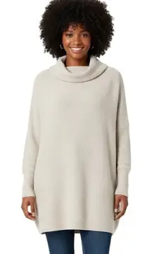 Free People Ottoman Slouchy Tunic Ecru Sweater S Oversized Ribbed Mock Neck