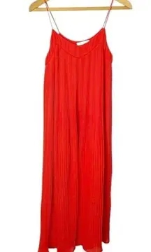 Maje Rogelio Pliss Georgette Pleated Midi Dress in Rogue Red Women’s Size 2/US M