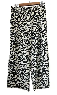 Eliane Rose Black White Abstract Print Wide Leg Cropped Pants Women's M