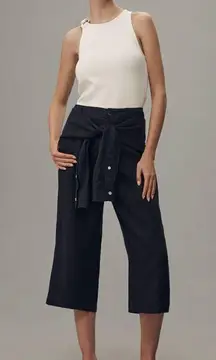 By Anthropologie 100% Linen Shirt-Tie Capri Pants