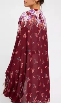 Free People Bali‎ Wrapped In Blooms Shawl Kimono Wrap Berry Combo One Size