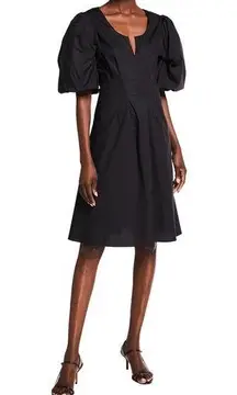 BROCK Collection Queeneste Poplin Puff-Sleeve Dress