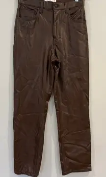 Abercrombie & Fitch The ‘90s Straight Ultra High Rise Brown Faux Leather Jeans