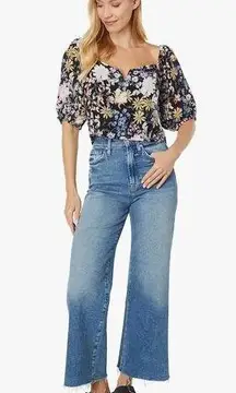 7 For All Mankind Ultra High-Rise Crop Jo with Cut Hem in Luxe Vintage Iris Blue