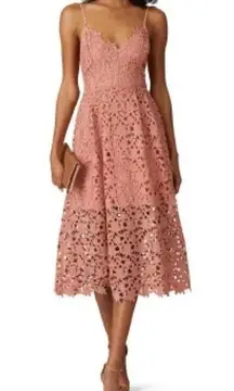 ASTR The Label Midi Dress M Medium Peach Pink Lace A-Line Cocktail