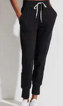 Varley Black Jogger Pants Elastic Waist Drawstring Pocket Lounge Athleisure XS