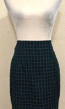 Vintage 90s Turquoise/Black Plaid Mini Skirt