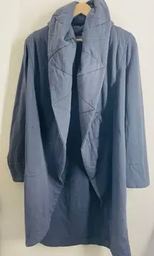 Young Fabulous & Broke Sandrine Coat Drape Hooded Quilted Jacket Grey Size M/L