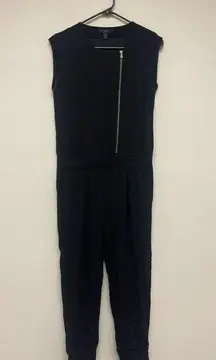 J.Crew Women's Black Skinny Jumpsuit with Gold Side Zipper SZ 0