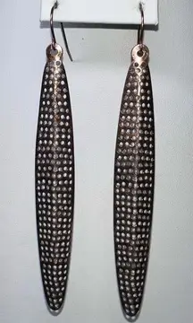 Rose‎ Gold Tone Long Filigree Modernist Earrings