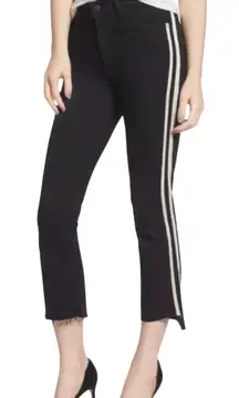 MOTHER Women’s Insider Crop Step Fray Tux Stripe Blackwash Jean