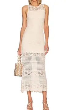 Crochet You Love Me Beige Crocheted Sleeveless Maxi Dress BB Dakota by Steve