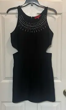 Red Saks Fifth Avenue black Romper with cutouts embellished neck Sz 6