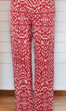 Jones New York Womens Pants Sz 4 Sport Stretch Ikat Print‎ Red Off White