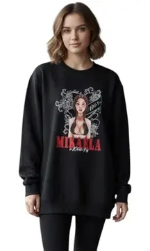 White Fox Sweatshirt Womens S/M Situashation Oversized Mikaela Testa Crewneck