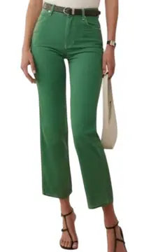 Reformation Cowboy High Rise Straight Jeans in Green