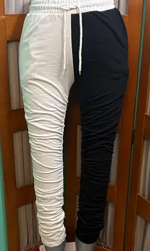 Love Love Love Two-Tone Black and White scrunch joggers