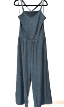Jumpsuit, wide leg, spaghetti strap, criss cross tie in back, pockets, s…