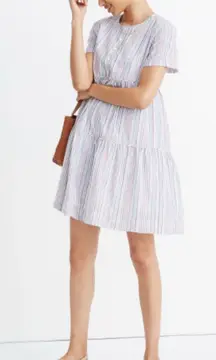 Madewell multicolored stripe crewneck tiered shirt XXS mini dress