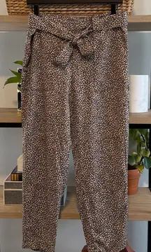 Banana Republic Mid-Rise Pull On Belted Cheetah Drape Woven Career Dress Pant, M